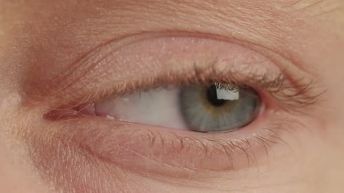 Macro shot of a woman's blue eyes