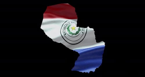 Waving Paraguay Flag Map Animation