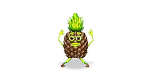 Pineapple Jumping Loop On White Background