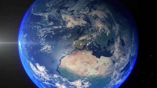 Realistic Earth Zoom Out Clouds Europe Spain