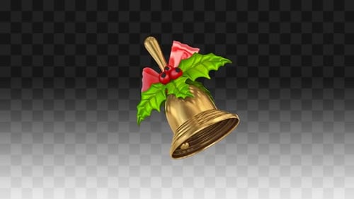Animated Golden Christmas Bell Ringing with Holly