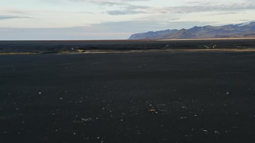Drone Over Black Sand Landscape