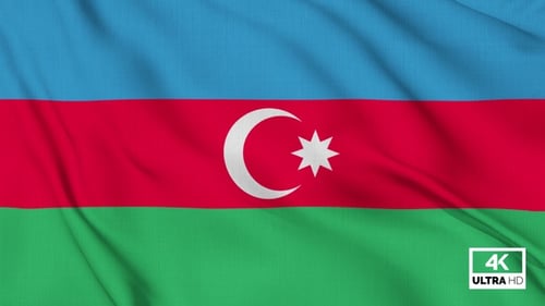Azerbaijan Flag Waving Seamless Loop with Realistic Fabric Texture