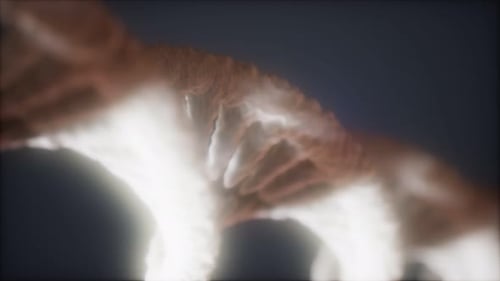Abstract Glowing DNA Double Helix Molecular Animation