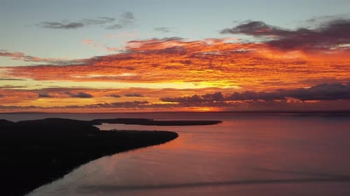 Seascape During Sunset. View from Drone at The Sky and Sea.