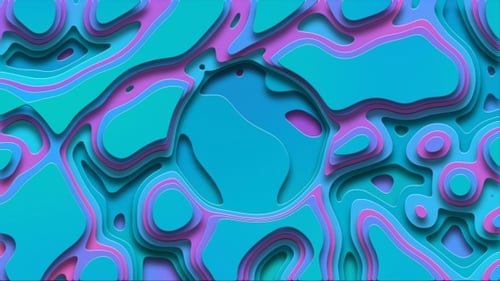 Fluid Abstract Wavy Paper Cutout Background Loop