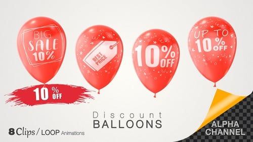 Animated Red Sale Discount Balloons