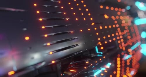 Motion graphic 4K seamless loop of abstract technology, led and particles.