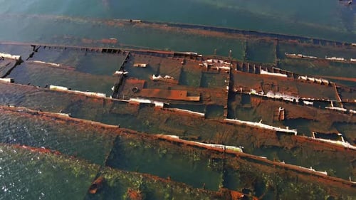 Wrecks of Sunken Metal Ships in the Sea
