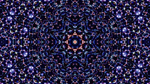 Abstract Glowing Kaleidoscope Geometric Particle Pattern Background