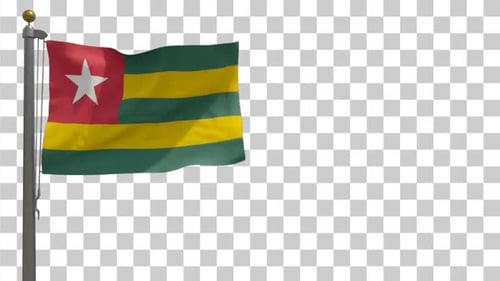 Realistic Waving Togo Flag Animation on Transparent Background