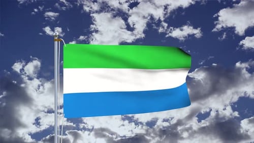 Waving National Flag Animation Against a Cloudy Sky