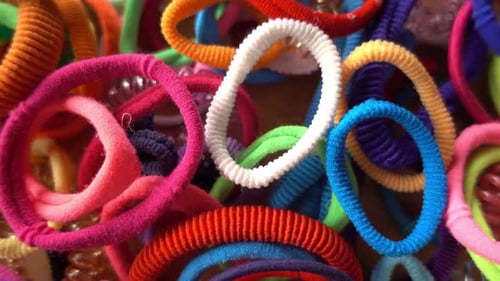 Collection of Colorful Fabric Hair Ties Close Up