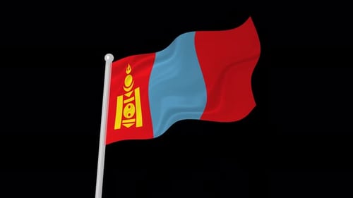 Realistic Waving Flag of Mongolia on Alpha Channel
