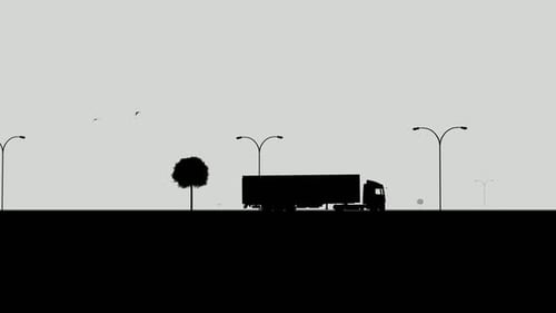 Flat Design Moving Truck Silhouette Animation