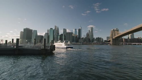 Lower Manhattan and Brooklyn Bridge New York City at Golden Hour