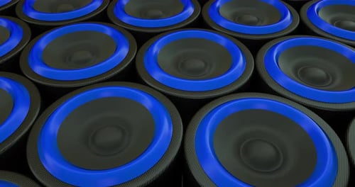 bass subwoofer hi-fi stereo speakers dance beat music Red blue loop background 4k blue