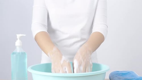 Adult Washing Hands With Soap for Hygiene