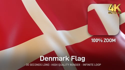 Realistic Waving Denmark Flag Seamless Loop