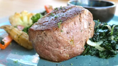 Close Up of Filet Mignon with Vegetables