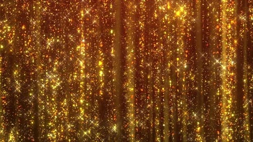 Golden Glitter Particles Falling Sparkling Festive Loop Background