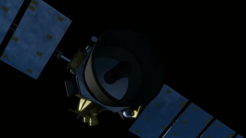 Futuristic Golden Satellite Orbiting Earth 3D Animation