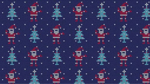 Strickmuster Weihnachtsmann und Weihnachtsbaum