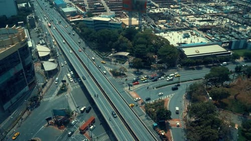 Busy Highway Road Junction in Metropolis City Center