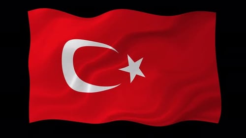 Realistic Animated Waving Flag of Turkey with Alpha Channel