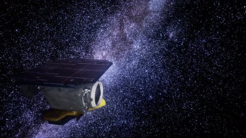 Modern Satellite Flying Through a Cosmic Starfield