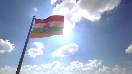 La Rioja Flagge auf einem Fahnenmast V4