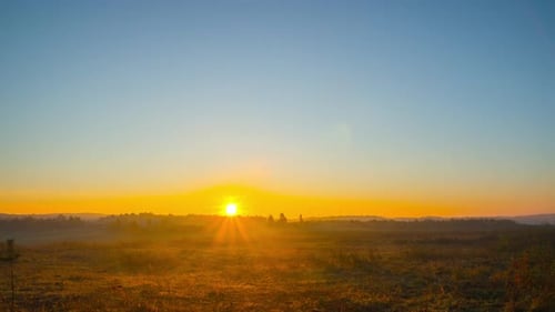 Time Lapse Sunrise Over Rural Landscape