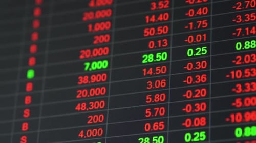 Stock market price board in economic crisis.