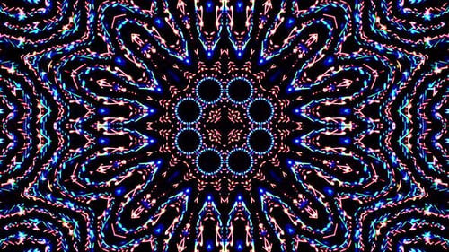 Vibrant Glowing Geometric Kaleidoscope Pattern Motion Background