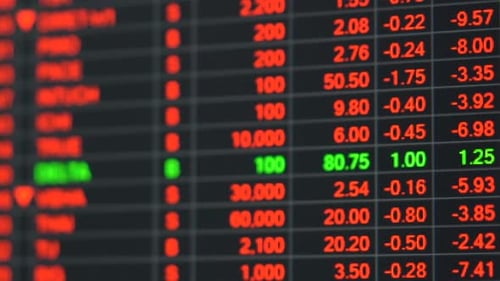 Stock market price board in economic crisis.