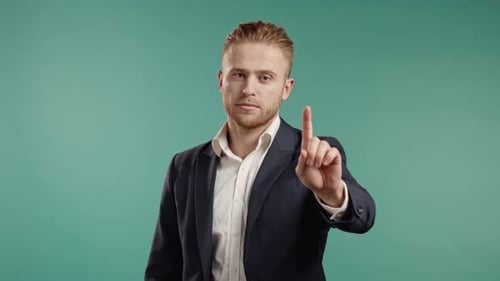 Man Interacting With Virtual Digital Interface