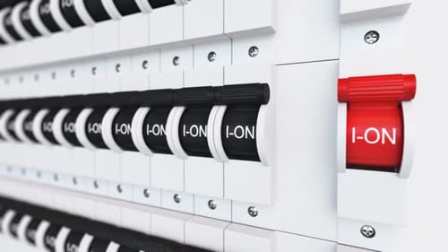 Circuit Breaker Panel Switches On and Off Animation