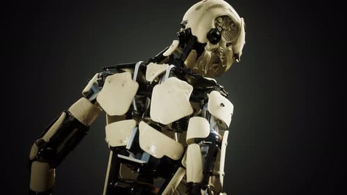 Detailed 3D Futuristic Android Robot Walking Cycle Animation