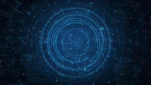 HUD Hi Tech Futuristic Computer Hacking Technology background with computer code 4K