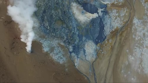 Geyser Smoke in a Geothermal Field in Iceland