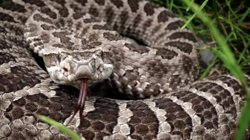 Close up view of rattlesnake flicking tongue