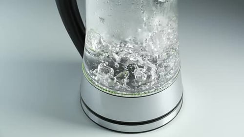 Boiling Water in Clear Electric Glass Kettle
