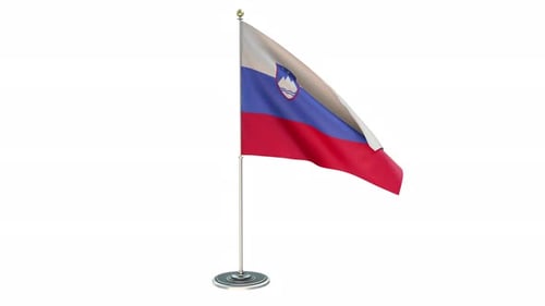 Animated Slovenian Flag Waving on Pole