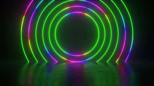 Circle stage multicolored neon light