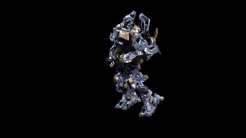 Futuristic Robot Performing Dynamic Actions Animation