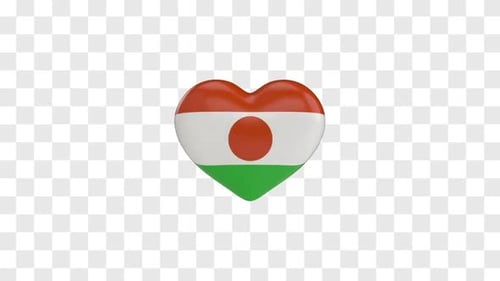3D Animated Niger Flag Heart Symbol