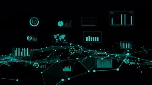 Futuristic Digital Data Network with Business Infographics