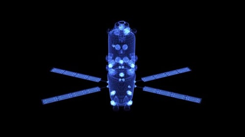 Futuristic Rotating Digital Hologram Satellite