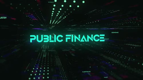 Futuristic Public Finance Text Reveal on Digital Grid Background