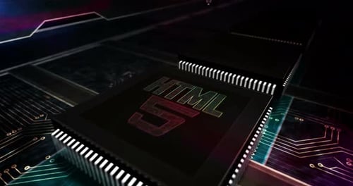 Processor factory with laser burning of HTML5 programming symbol